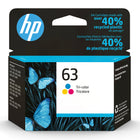 HP 63 Cartouche d'encre tricolore d'origine (F6U61AN)-Cartouches d'encre HP 63 compatibles avec modèles : HP Deskjet 1112, 2130, 2132, 3630, 3632, 3633, 3634, 3636, 3637