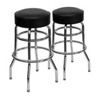 Flash Furniture - Tabouret de bar chromé à double anneau avec siège noir-Ensemble de 2 tabourets de bar en métal pour la salle à manger