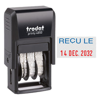Trodat - Petit timbre dateur 4850 - "Reçu le"-La plus petite taille de ces dateurs permet de les transporter facilement dans la mallette, la valise ou m&ecirc;me dans la poche 