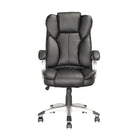 Corliving Chaise de bureau exécutive à dossier haut avec accoudoirs rembourrés, similicuir noir-Support dorsal inclinable qui soutient les muscles du dos et la région squelettique du bas du dos.