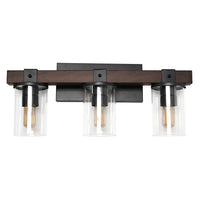 Elegant Designs 40 watts type A19 ampoule à culot moyen lanterne industrielle aspect bois restauré vanité de bain 3 lumières-Vanité Lumière