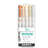 Zebra - Surligneurs Mildliner Palette de 5 couleurs neutres - assorties - paquet de 5-Cuivre, Beige, Crème, Olive, Gris froid