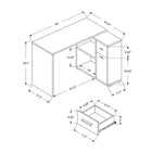 Monarch Specialties - 7350 Bureau 46 po - Blanc Avec Cabinet De Rangement-L'unité de rangement intégrée comprend 2 tablettes fixes, 1 tiroir de rangement avec glissières de tiroir en métal et 1 armoire avec charnières en métal