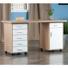 Winsome - Bureau modulaire 18350 Kenner 3 pièces, fini blanc et bois vieilli-Fini blanc et bois vieilli