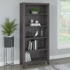 Bush Furniture - Bibliothèque haute à 5 tablettes Somerset - Gris orage-Trois tablettes ajustables se déplacent de haut en bas pour accueillir des objets de différentes tailles