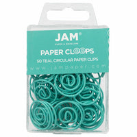 JAM PAPER - Trombones circulaires colores, Bleu sarcelle, 2 paquets de 50-Couleur: bleu sarcelle