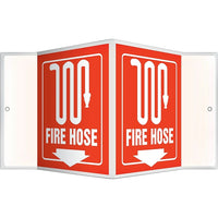 Accuform Signs - Enseigne Projection « Fire Hose », 6po x 5po, Plastique, Anglais Avec Pictogramme-Type d'affichage Boulonné