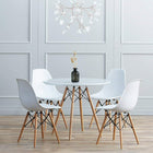 Nicer Furniture - table de salle à manger style Eiffel - 47 po Plateau de table - Blanc-Bois blanc