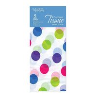 MillBrook Papier de soie avec motif imprimé, Motif à pois multicolores, 5 feuilles par paquet, caisse de 12 (93081)-Papier de soie