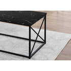 Monarch Specialties - 7954P Ens De Tables - 3Pcs/Marbre Noir/Metal Noir-Assemblage requis: des instructions illustrees et tout le materiel sont fournis pour plus de commodite (des outils supplementaires peuvent être necessaires)