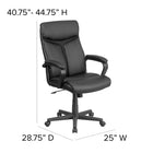 Flash Furniture - Fauteuil de bureau pivotant de luxe à dossier élevé, cuir noir-Siège pivotant