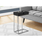 Monarch Specialties - 3773 Table D'Appoint - 25 po H/Noir/Metal Argent-1 tiroir de rangement traversant pour ranger les telecommandes et autres petits objets avec de larges poignees decoupees des deux côtes pour un acces pratique
