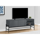 Monarch Specialties - 2739 Meuble Tv - 60 po L/Gris/Metal Noir Avec D'Entreposage-De nombreuses options d'organisation qui comprennent une armoire de rangement fermée, accentué par des lignes de rainure attrayantes, et une étagère fixe ouverte pour afficher votre équipement multimédia