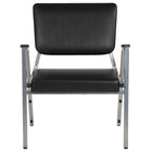 Fauteuil de réception médical bariatrique de la série HERCULES en vinyle antimicrobien noir avec dossier à panneau-Ensemble de 4 chaises d'attente de cabinet médical avec accoudoirs