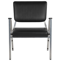 Fauteuil de réception médical bariatrique de la série HERCULES en vinyle antimicrobien noir avec dossier à panneau-Ensemble de 4 chaises d'attente de cabinet médical avec accoudoirs