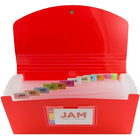 JAM Paper Chemise-accordéon à 13 pochettes, fermeture bouton et ficelle, format chèque, 5 x 10,5 po, rouge, 2/pqt (2167012z)-4