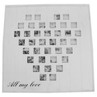 Cathay Importers – Cadre de montage All My Love pour 37 photos, 20 lar. x 1 prof. x 20 haut., photos de 1,5 x 1,5, blanc-Citation : All My Love
