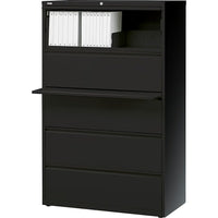 Hirsh - Classeur latéral à 5 tiroirs de série HL10000, 42 po, large, noir-Suspension à glissière robuste, roulement à billes, trois pièces