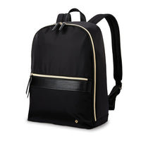 Samsonite Mobile Solution Sac à Dos Essentiel 14.1", Noir-Noir, Fabriqué en sergé de nylon enduit résistant à l'eau avec des accents de cuir végétalien