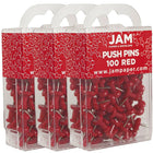 JAM Paper – Punaises, rouge, 3 paquets de 100, total de 300 (2242955g)-Rouge