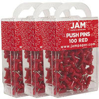 JAM Paper – Punaises, rouge, 3 paquets de 100, total de 300 (2242955g)-Rouge
