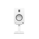 Kanto SP6HDW Stand de haut-parleur universel de 6 po pour bureau avec gestion des câbles - Blanc-Les plaques supérieures rotatives garantissent que vos haut-parleurs sont parfaitement positionnés
