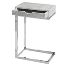 Monarch Specialties - 3373 Table D'Appoint - Metal Chrome/Gris Cimente Avec Tiroir-Surface en panneau de particules gris ciment avec cadre en métal chromé
