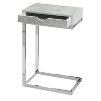 Monarch Specialties - 3373 Table D'Appoint - Metal Chrome/Gris Cimente Avec Tiroir-Surface en panneau de particules gris ciment avec cadre en métal chromé