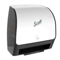 Scott - Distributrice automatique d’essuie-mains Slimroll - pour essuie-mains Scott Slimroll avec mandrin orange - 11,8 po x 12,35 po x 7,25 po - Blanche-Comprend 1 distributrice automatique d’essuie-mains Scott Slimroll