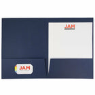 JAM Paper - Chemises de présentation à deux poches, lin bleu marine, paq./12 (26982g)-Paquet de 12