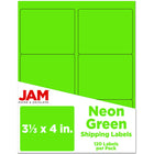 JAM Paper - Étiquettes d'adresse d'expédition - Grandes - 3 1/3 po x 4 po - vert fluo - Paquet de 120-Emballage anglais seulement