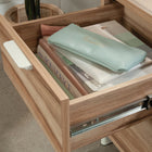 Sauder - Bergen Circle Crédence de classement de bureau moderne - Kiln Acacia-Le système de gestion des cordons avec passage réduit l'encombrement