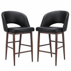 Plata Decor - Exiz Tabourets avec des jambes en métal de noyer - Noir - paquet de 2-Tabouret de comptoir
