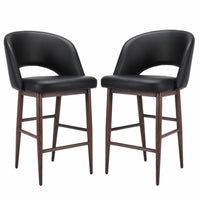 Plata Decor - Exiz Tabourets avec des jambes en métal de noyer - Noir - paquet de 2-Tabouret de comptoir