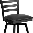 Flash Furniture – Tabouret de bar pivotant HERCULES en métal noir, dossier à traverses horizontales, assise en vinyle noir-Mousse ignifuge CA117