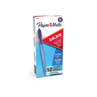 Papermate - Stylos à bille InkJoy 100 à pointe rétractable, 1,0 mm, bleu, paq./12-Forme triangulaire permettant confort et contrôle
