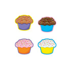 Trend Enterprises Mini Cupcakes Accents-Les cupcakes givrés (avec des pépites !) sont prédécoupés et prêts à l'emploi en jaune, bleu, orange et violet.