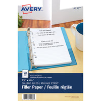 Avery® - Papier pour intérieur de cartons, réglé, 5 1/2 po x 8 1/2 po-Ces recharges lignées collège peuvent aussi servir avec des petites reliures (3 ou 7 anneaux)  