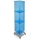 Azar Displays – Présentoir de plancher à panneaux perforés emboîtables sur 4 côtés, 60 x 14 x 14 po, bleu (701465-BLU)-Pivote sur une base carrée à roulettes