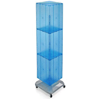 Azar Displays – Présentoir de plancher à panneaux perforés emboîtables sur 4 côtés, 60 x 14 x 14 po, bleu (701465-BLU)-Pivote sur une base carrée à roulettes