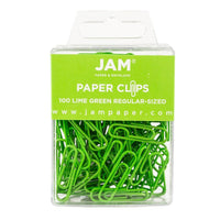 JAM Paper – Trombones standard de couleur, petit, vert lime, 100/paquet (21830624)-Taille standard : 1 po