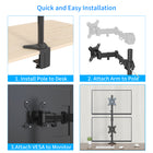 ShoppingAll - Support sur pied entièrement réglable pour deux écrans - noir-Gardez vos câbles bien rangés et organisés grâce à nos clips de câbles intégrés, économisez votre espace de bureau et gardez votre poste de travail propre.