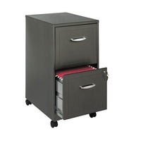 Hirsh Industries - Classeur vertical Space Solutions à profondeur de 18 po avec roulettes, 2 tiroirs, charbon métallique-Le tiroir accepte les chemises suspendues de format lettre