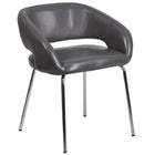 Fauteuil d'appoint contemporain pour aire de réception, cuir gris, série Fusion-Style contemporain