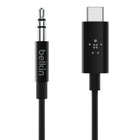 Câble audio USB-C vers 3,5 mm 3 po Belkin - Noir-Longueur 3 pieds
