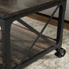 Sauder - Table basse Steel River, chêne charbon (423914)-Tablettes inférieure ouverte pour le rangement et la présentation de vos articles de décoration préférés