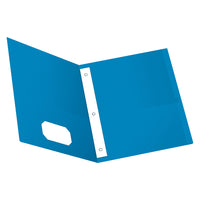 Oxford - Porte-documents à deux pochettes avec attaches, format lettre, bleu pâle-Les chemises à double pochette avec attaches à pinces Oxford sont faites de papier texturé bleu pâle qui retient moins les marques et les taches que le papier lisse