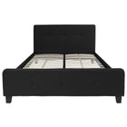 Flash Furniture - Grand lit plateforme tapissier capitonné Tribeca - tissu noir-Pieds en blocs surélevés