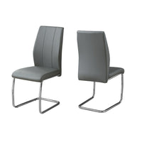 Monarch Specialties - 1077 Chaise - Simili-Cuir Gris/Chrome - Paquet de 2-Parson