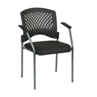 Pro-Line – Fauteuil pour visiteur avec accoudoirs et pellicule plastique ventilée autour du dossier, noir-Siège rembourré en tissu noir